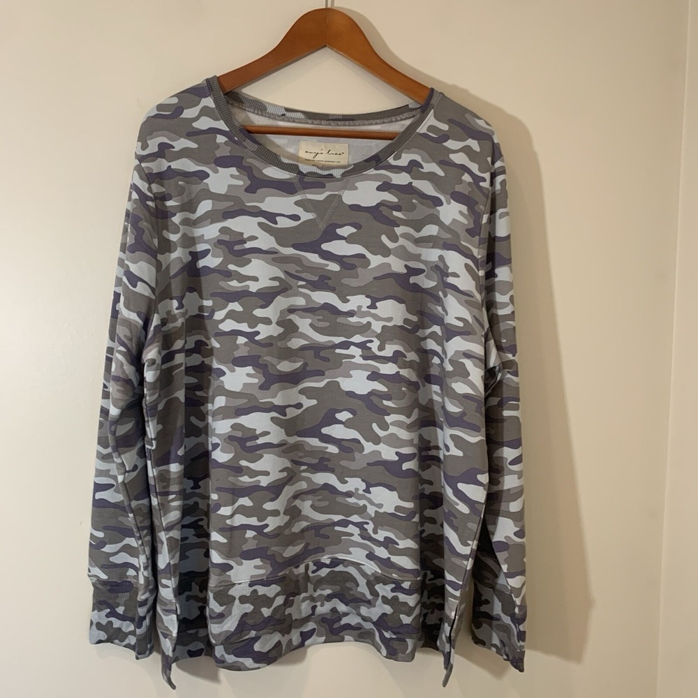 Evys Tree Womens The Elena Sweatshirt 2X Camo Casual Comfort Stretch Athleisure